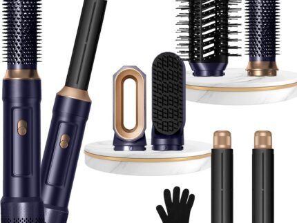 6 in ONE Blow Dryer Brush,Air Curling Iron Round Brush Blow Dryer 800W,Ionic Hair Dryer Brush for Women, Hot Air Brush Hair Styling Tools 100-120V
