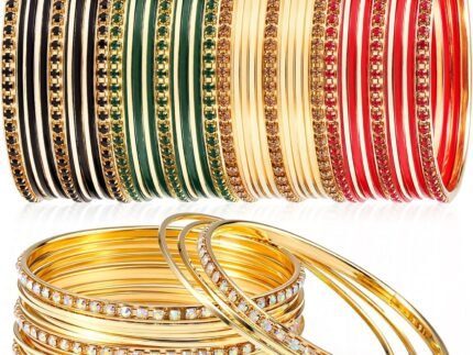 65 Pcs Indian Rhinestone Bangles Bulk for Women