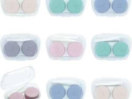 8 Pack Cute Contact Lens Case,Portable Eye Contact Case with Applicator Tool and Tweezers Remover Tool Colorful Travel Size Storage Box Solution Soak Storage Kit(Random Color)