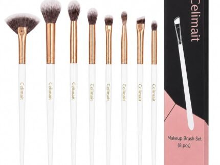 8PCS Eye Makeup Brushes Set, Soft Synthetic Bristles for Eyeshadow Blending Contour Brow Highlight, Precision Detail Brush Kit for Daily Use, White