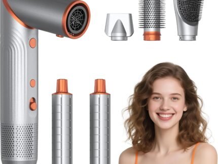 90 Degree Rotating Air Styler, 5 in 1 Hot Air Comb Set, Silver