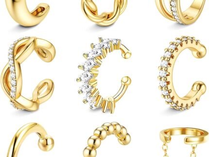 9PCS 14K Gold Plated Ear Cuff Earrings for Women Non Piercing jewelry