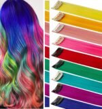 9Pcs Colored Hair Extensions Clip in Rainbow Hairpieces Gift 20 In