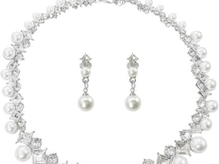 AILUOR Pearl Necklace for Women, Round Imitation Pearl Choker Necklace 20s Flapper Pearls Accessories for Gatsby Themed Party Dainty Beaded Choker Necklace for Women