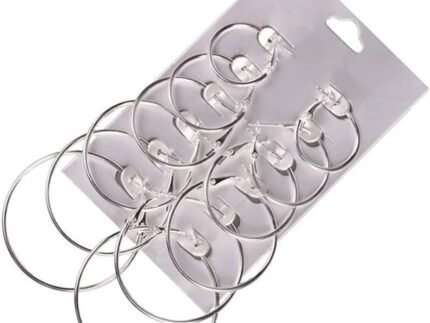 AJ DEFIRO 6 Pair Hoop Earring Set Stainless stud Earring Women Jewelry Silver Tone
