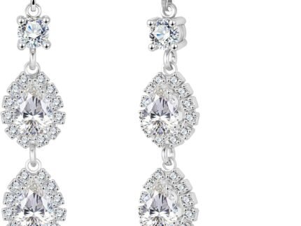 ALEXCRAFT Hypoallergenic Long Zirconia Drop Leverback Earrings for Women
