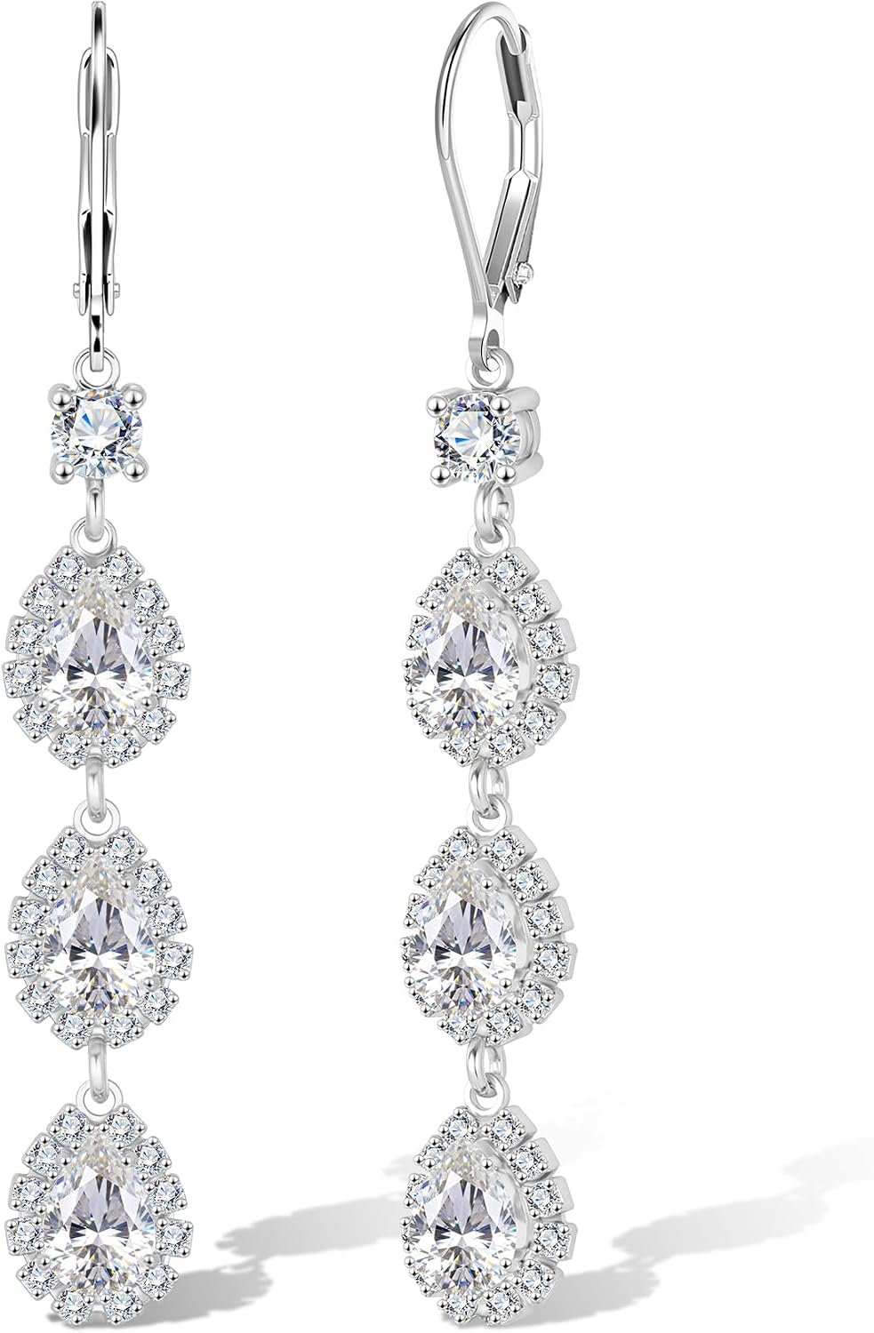 ALEXCRAFT Hypoallergenic Long Zirconia Drop Leverback Earrings for Women ALEXCRAFT Hypoallergenic Long Zirconia Drop Leverback Earrings for Women