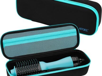 APOKE Travel Case for Revlon One Step Hair Dryer Brush Original 1.0 & PLUS 2.0, Portable Lightweight Hard Carrying Case Storage Bag for All Brand Hot Tools Volumizer Hot Air Brush, Black, RTC-1