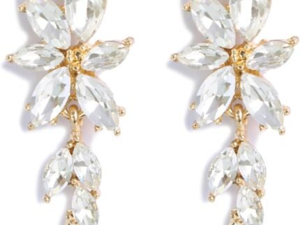ATIMIGO Elegant Rhinestone Dangle Earrings Marquise Crystal Wedding Bridal Earrings for Brides Bridemaids Formal Prom Statement Drop Earrings for Women