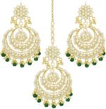 Aheli Chandbali Style Big Earrings Maang Tikka Set Bharatanatyam Jewelry
