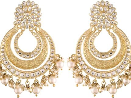 Aheli Classy Traditional Chandbali Earrings Indian Bollywood Jewelry Blue