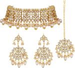 Aheli Elegant Faux Kundan Studded Choker Necklace with Maang Tikka Set Wear