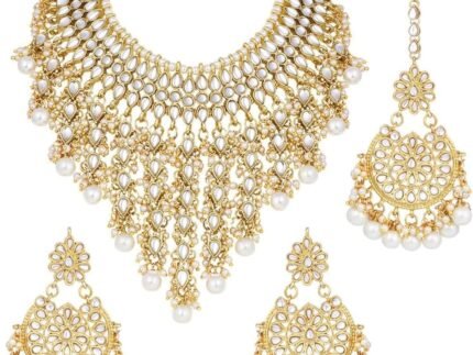 Aheli Elegant Wear Faux Kundan Studded Choker Necklace with Maang Tikka Set