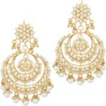 Aheli Ethnic Bridal Faux Kundan Pearl Chandbali Earrings Gift for Women Fancy Indian Traditional Bollywood Jewelry Set