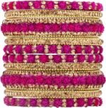 Aheli Ethnic Colorful Metal Bangles Chudha Set Stone Studded Bangle Set Indian Wedding Wear Fashion Jewelry Gift for Women