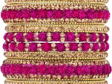 Aheli Ethnic Colorful Metal Bangles Chudha Set Stone Studded Bangle Set Indian Wedding Wear Fashion Jewelry Gift for Women