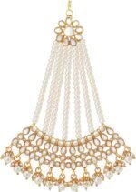 Aheli Faux Kundan Pearls Maang Tikka Matha Patti Indian Traditional Bollywood Jewelry for Women