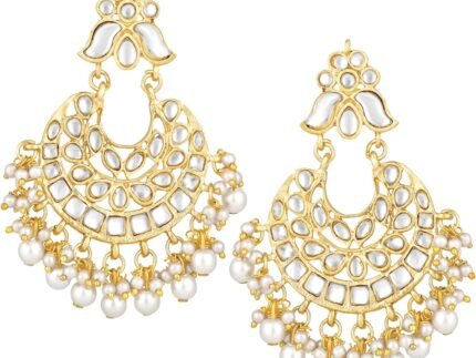 Aheli Indian Bollywood Designer Kundan with Beaded Chandbali Earrings Fashion Jewelry Gift for Women