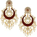 Aheli Indian Chandbali Dangle Earring Festive Bollywood Jewelry Maroon
