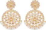 Aheli Indian Faux Kundan Round Chandbali Dangle Earrings Wear Jewelry