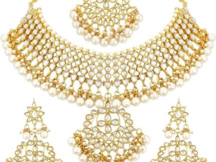 Aheli Maang Tikka with Kundan Necklace Earrings Set Bharatanatyam Jewelry