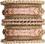 Aheli Matching Floral Kundan Silk Thread Chuda Chura Bangle Set Indian Traditional Bridal Fashion Jewelry Gift for Women