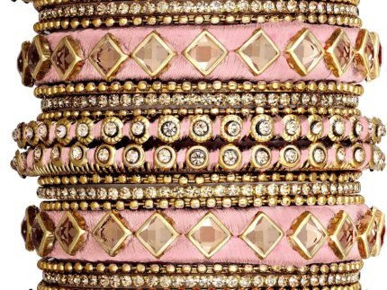 Aheli Matching Floral Kundan Silk Thread Chuda Chura Bangle Set Indian Traditional Bridal Fashion Jewelry Gift for Women