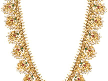 Aheli South Necklace with Earrings Temple Bharatanatyam jewelry set for
