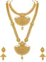 Aheli Traditional Ethnic Wedding Wear Bridal Choker Long Necklace With Jhumka Earrings Jewelry Set Gift for Women