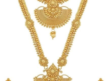 Aheli Traditional Ethnic Wedding Wear Bridal Choker Long Necklace With Jhumka Earrings Jewelry Set Gift for Women