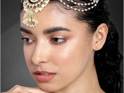 Aheli Traditional Kundan Beads Maang Tikka Maatha Patti Maang Tikka Ethnic Hair Jewelry Gift for Women