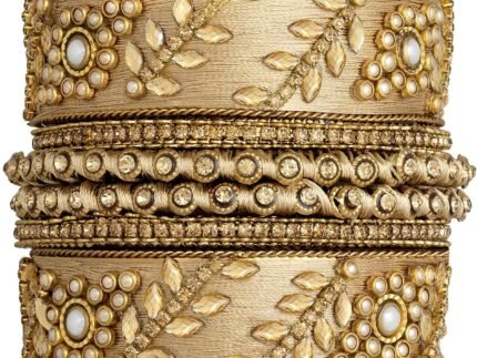 Aheli Traditional Wedding Designer Silk Thread Faux Stone Studded Bridal Bangle Set