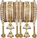 Aheli Wedding Party Designer Velvet Faux Stone Studded Bridal Bangle Set Chuda with Hangings Indian Traditional Ethnic Fashion Jewelry Gift for Women