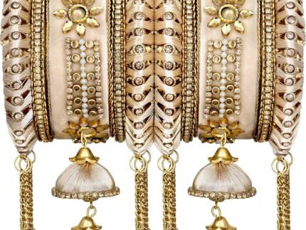 Aheli Wedding Party Designer Velvet Faux Stone Studded Bridal Bangle Set Chuda with Hangings Indian Traditional Ethnic Fashion Jewelry Gift for Women