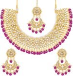 Aheli Wedding & Party Wear Faux Kundan Necklace Earrings with Maang Tikka Indian Traditional Bollywood Jewelry Set Gift for Women