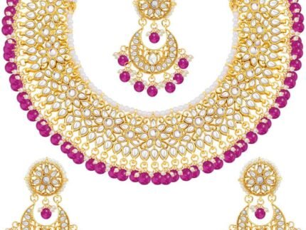 Aheli Wedding & Party Wear Faux Kundan Necklace Earrings with Maang Tikka Indian Traditional Bollywood Jewelry Set Gift for Women