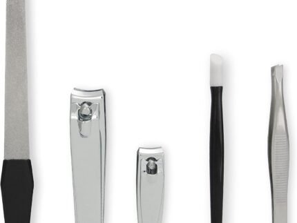 Amazon Basics 5-Piece Nail Care Grooming Kit, Manicure Pedicure Set with Nail Clippers