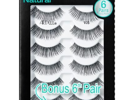 Ardell Natural 105 False Eyelashes Eye-Lifting Strip Lashes Black, 6 Pairs