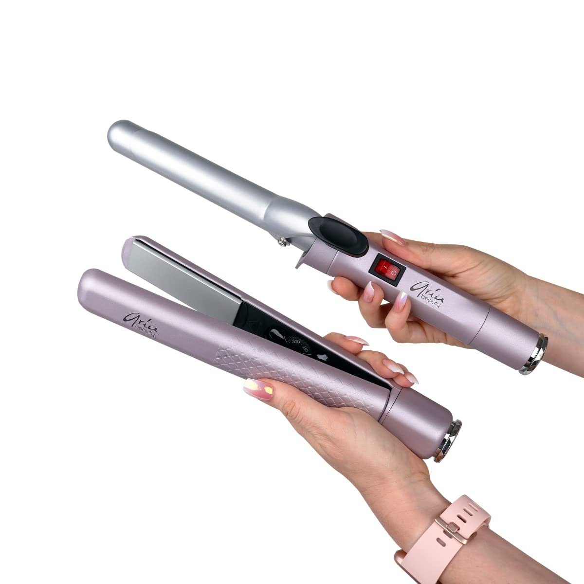 Aria Beauty Pop N Lock Interchangeable Straightener and Curling Iron Set – Dual Voltage Ionic Technology – 360-Degree Swivel Cord – 1 pc Aria Beauty Pop N Lock Interchangeable Straightener and Curling Iron Set – Dual Voltage Ionic Technology – 360-Degree Swivel Cord – 1 pc