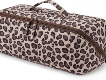 BAGSMART Hair Tools Travel Bag Compatible with Shark Flexstyle, Leopard