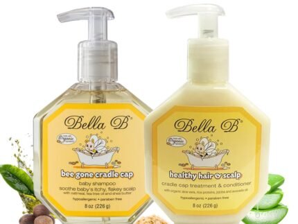 BELLA B Bundle Bee Gone Cradle Cap Shampoo & Healthy Hair Scalp Cradle Cap Treatment & Conditioner 8oz, Baby Cradle Cap Kit Enriched with Aloe Vera & Organic Extracts Oil | Paraben & Sulfate Free