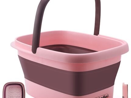 Beinilai Collapsible Foot Soak Tub with Handles/Massage Acuoint-Pink