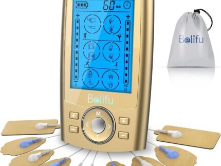 Belifu Dual Channel TENS EMS Unit 24 Modes Muscle Stimulator for Pain Relief Therapy, Electronic Pulse Massager Muscle Massager with 10 Pads, Dust-Proof Drawstring Storage Bag, Fastening Cable Ties