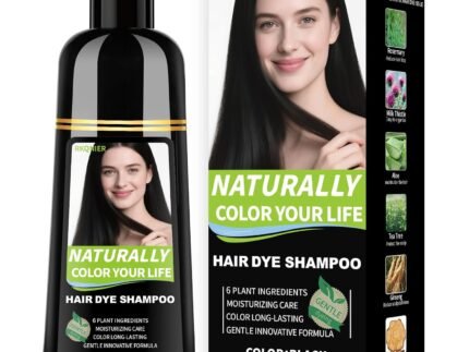 Black Hair Dye Shampoo for Gray Coverage, 3 in 1 Hair Color Shampoo