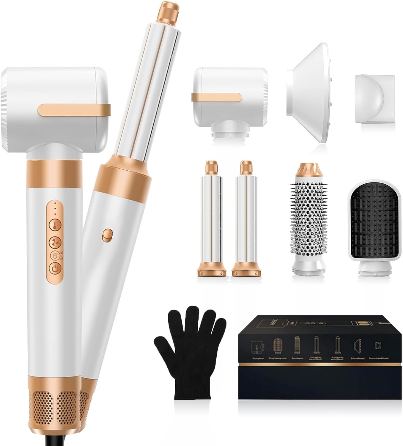 Blow Dryer Brush 7 in One, Negative Ion Hair Set Blow Dryer Brush 7 in One, Negative Ion Hair Set Upgrade Hot Air Styler Wrap Curler, Curling Iron Styling Tools As A Gift for Straight/Curl/Drying/Smoothing