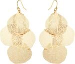 Bohemian Boho Filigree Leaf Chandelier Dangle Earrings for Women – Handcrafted Delicate – 14K Gold Plated – Lightweight