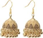 Bohemian CZ Jhumki Bell Beaded Tassel Dangle Drop Earrings for Women Gold Plated Vintage Sparkly Crystal Ethnic Jhumka Chandelier Dangling Statement Hook Traditional Indian Gypsy Fashion Jewelry