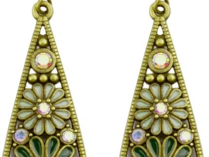 Bohemian Crystal Teardrop Pendant Earring,Vintage Olive Green Hollow Out Flower Floral Dangle Earrings,National Style Geometry Enamel Flower Hook Earrings,Handmade Ethnic Statement Jewelry for Women
