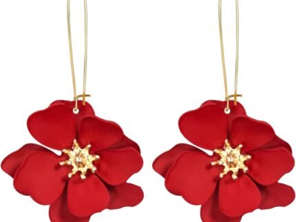 Bohemian Daisy Flower Matte Floral Long Petal Drop Dangle Earrings Layered Tiered for Women Chic Boho Wedding Jewelry