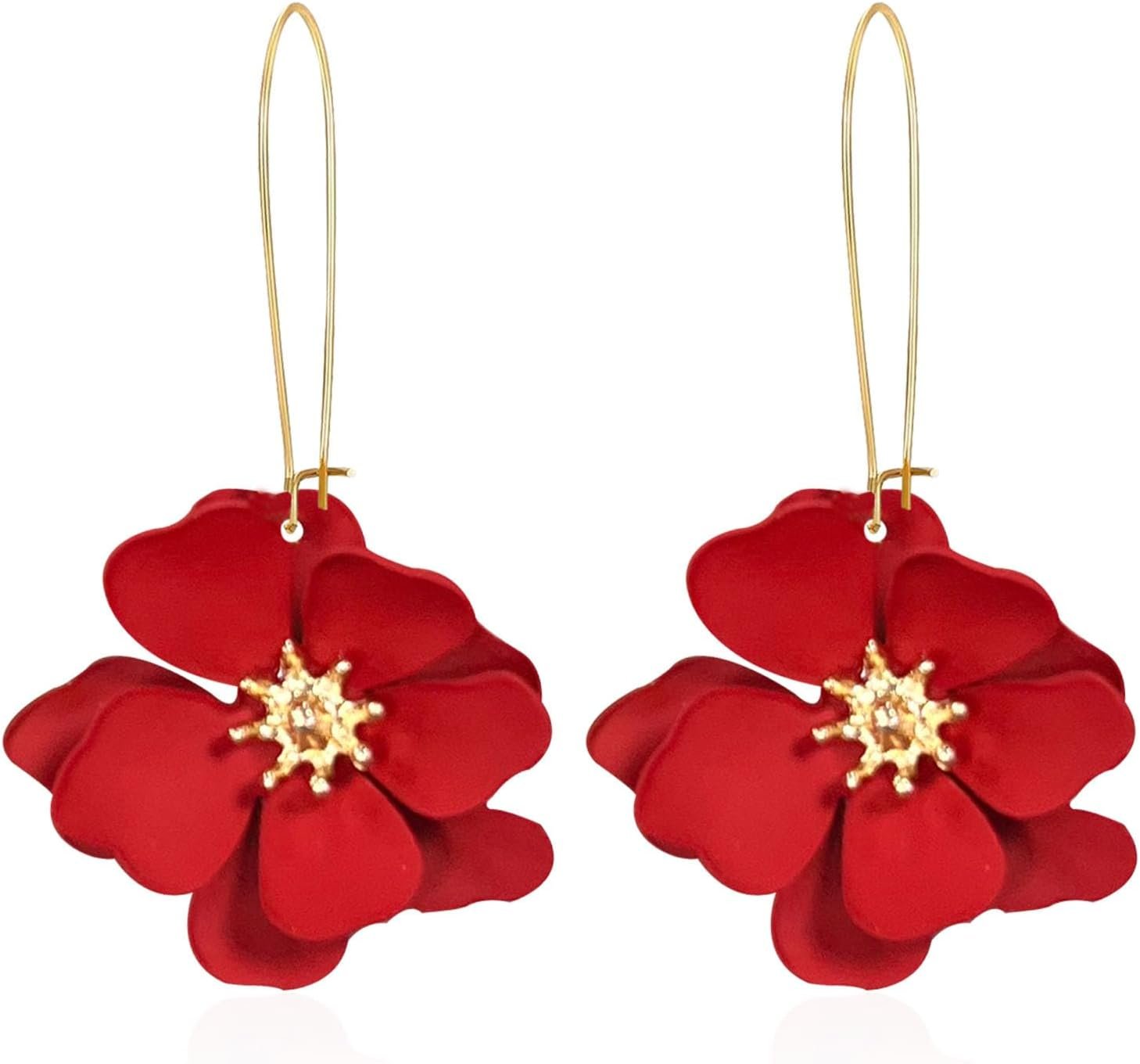Bohemian Daisy Flower Matte Floral Long Petal Drop Dangle Earrings Layered Tiered for Women Chic Boho Wedding Jewelry Bohemian Daisy Flower Matte Floral Long Petal Drop Dangle Earrings Layered Tiered for Women Chic Boho Wedding Jewelry